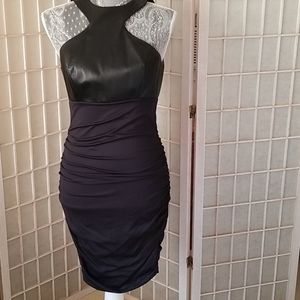 La Pina rockin leather and poly dress